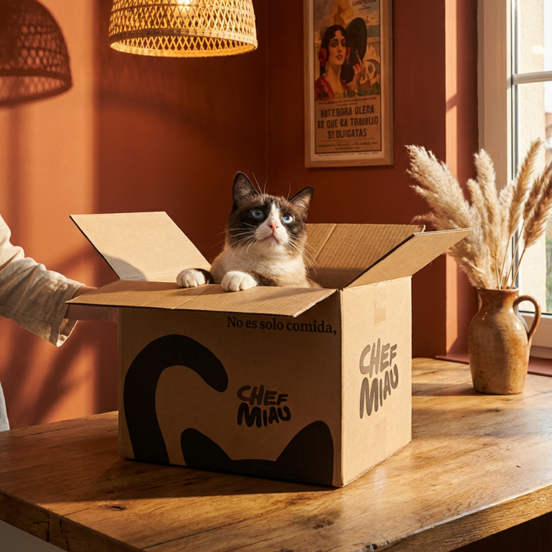 Caja Chef Miau - Comida Natural para Gatos | Tarro de Cristal