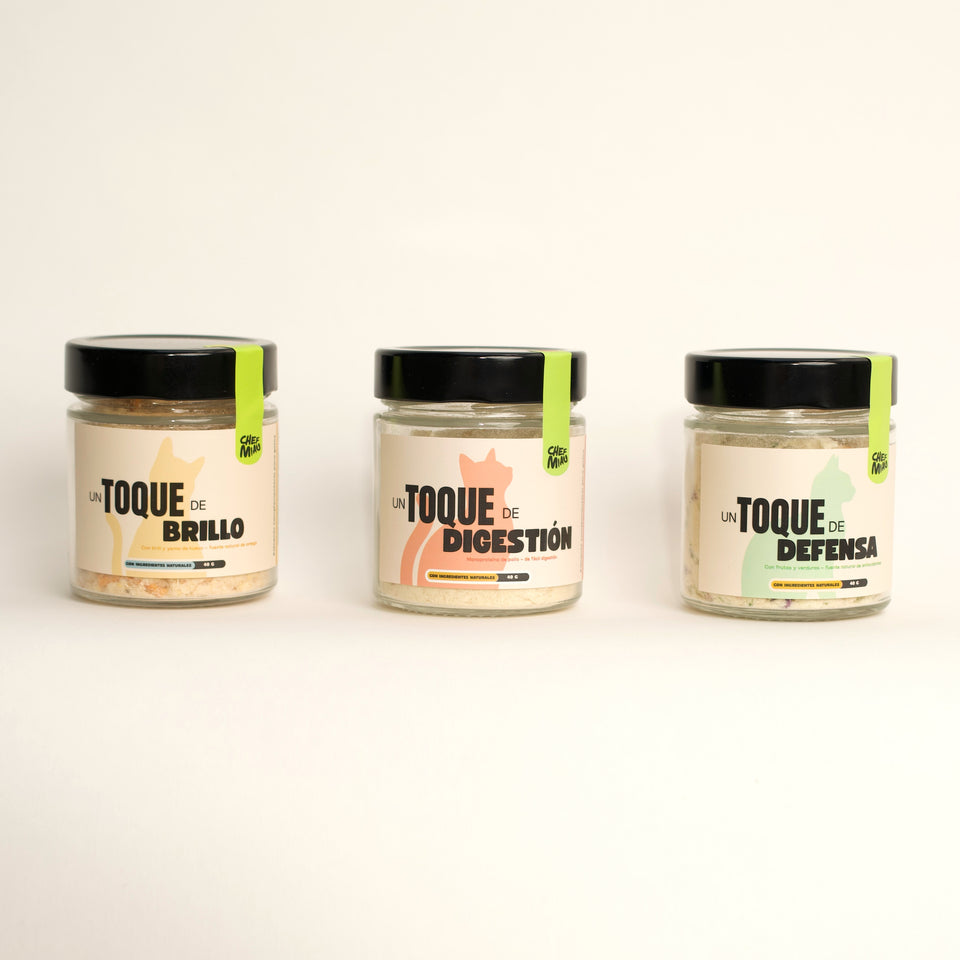 Los tres tarros de Toque: Brillo, Digestión y Defensa